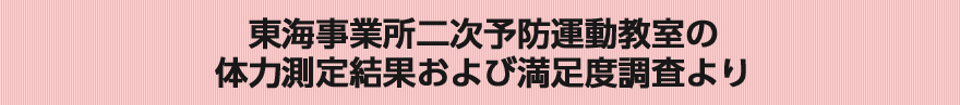 東海事業所二次予防運動教室の体力測定結果および満足度調査より